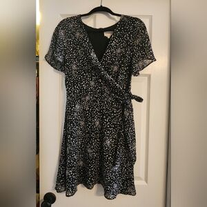 APRICOT Black Dress with White Star Design